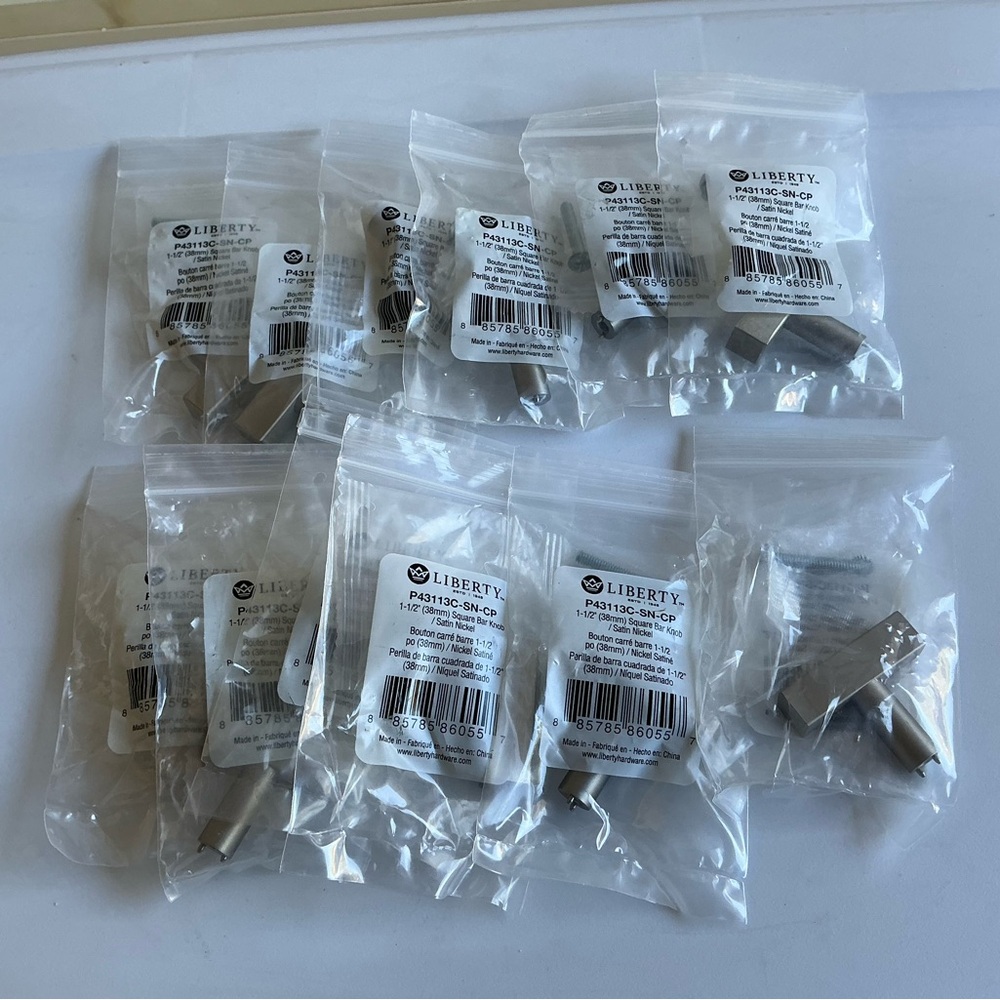 Liberty 1.5” Square Bar Cabinet Knobs Satin Nickel 12-Pack New Open Box